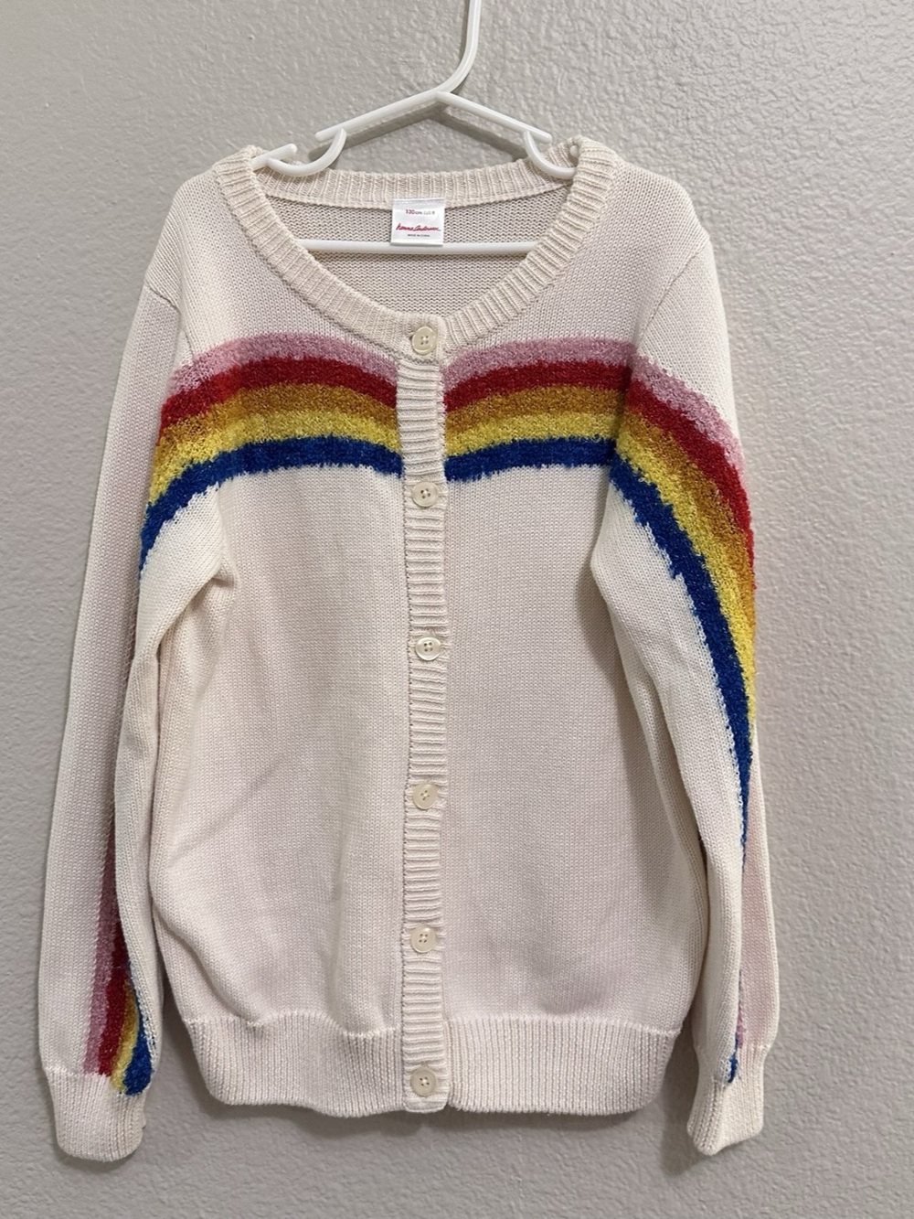 Hanna Andersson Girls Rainbow Stripe Cardigan Size 8